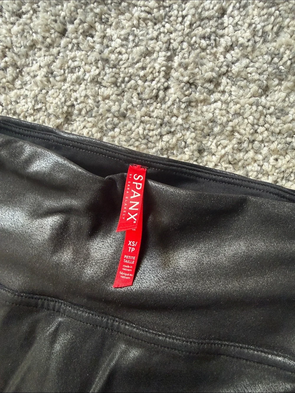 SPANX Black Faux Leather High-Rise Leggings - Picture 3 of 5